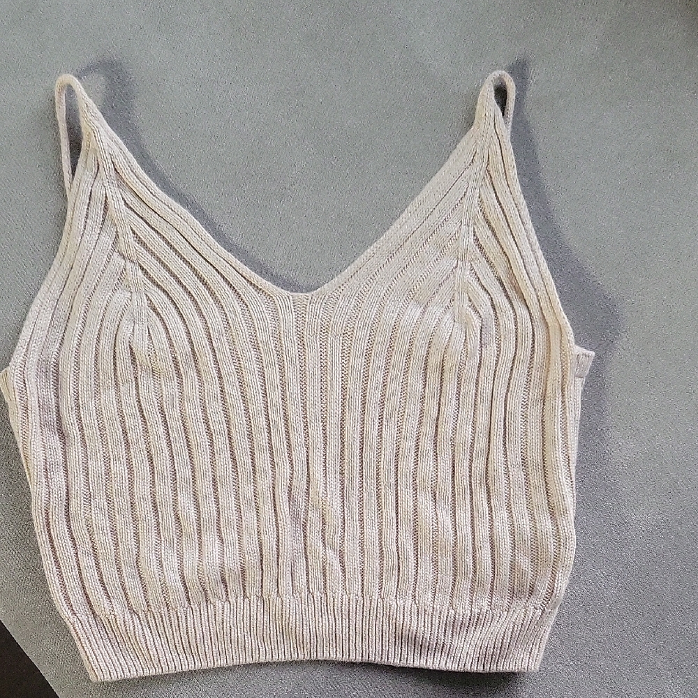 SHEIN Cream Ribbed Knit Camisole